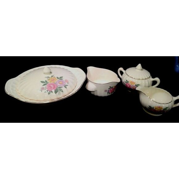 SALE 6 Pc 1940's WS GeorgeChina Serving Set in Romance White w Floral Gold Trim - Picture 1 of 12